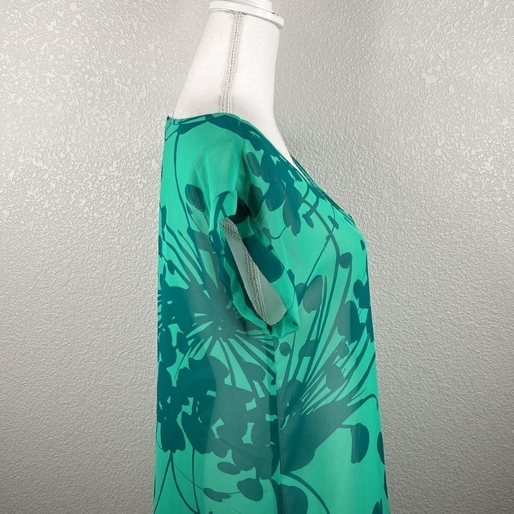 Old Navy Green Sheer Tropical Print Swimsuit Cover-Up Dress Size Medium - Picture 4 of 7